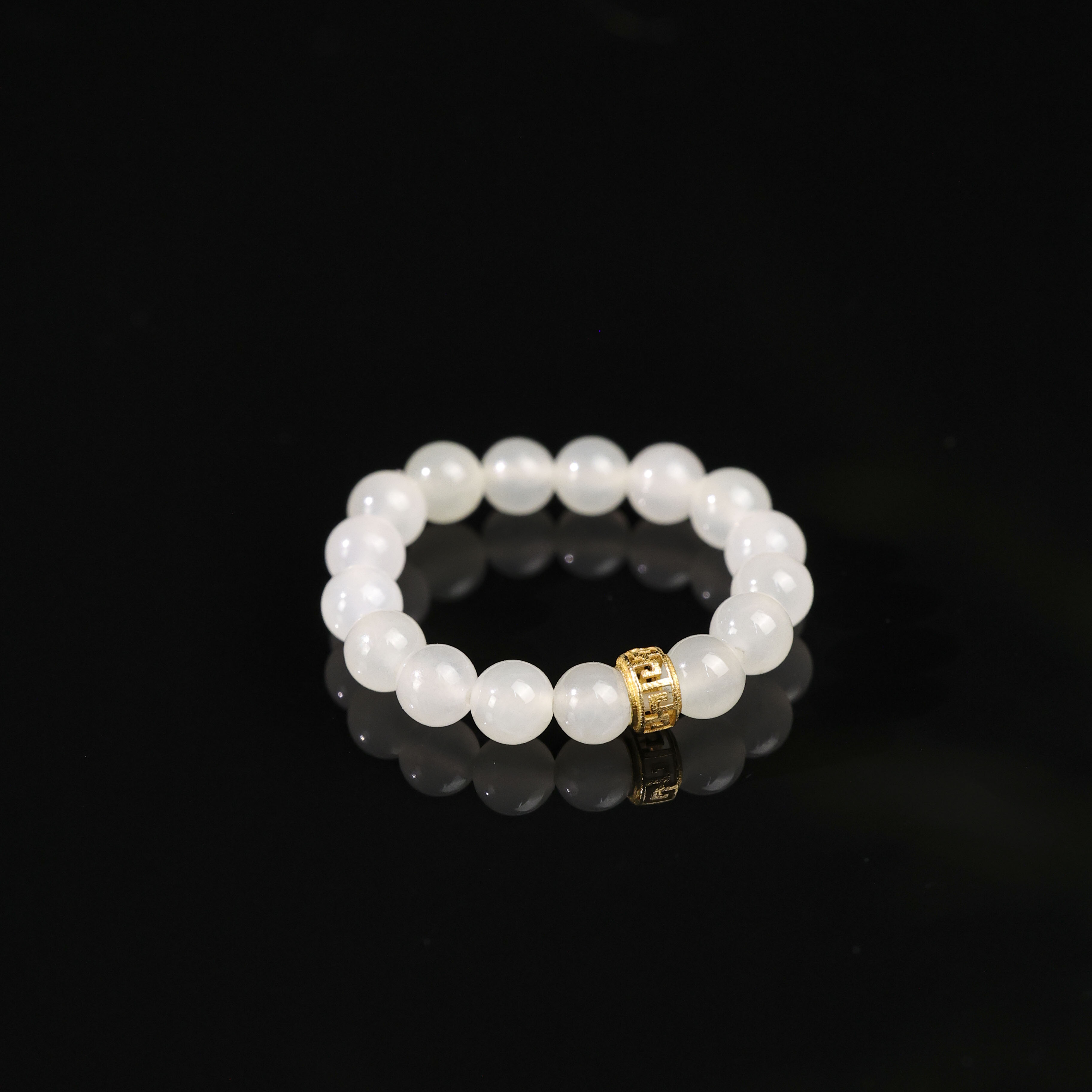 18K金和田玉白玉戒指-J657-鹤