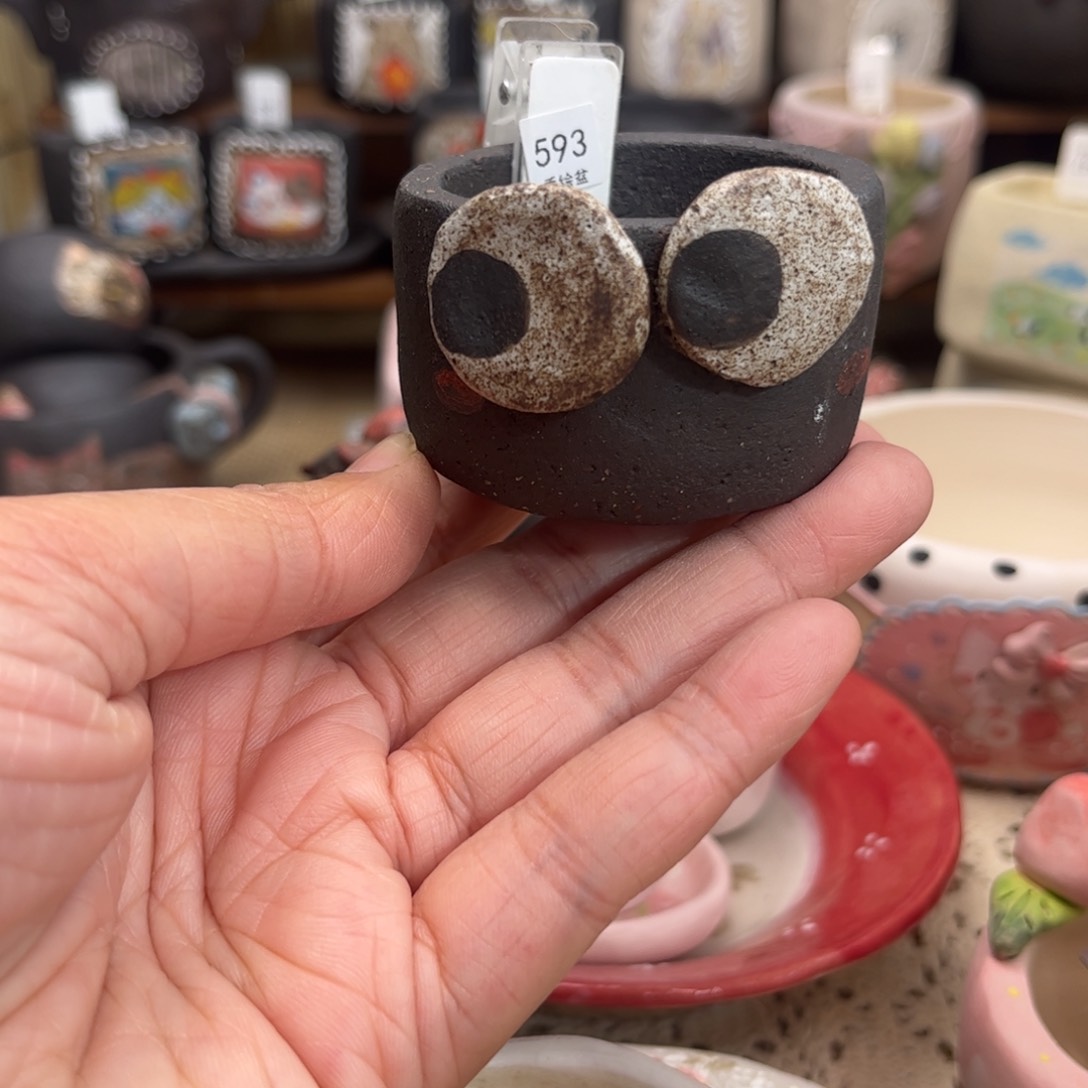 红陶593大眼睛拇指盆现货