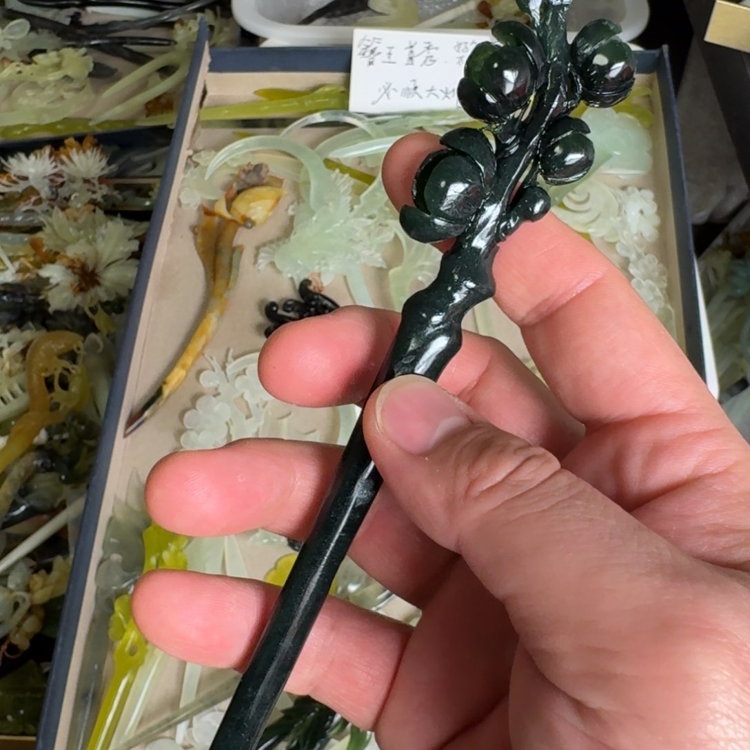 岫玉发饰未镶嵌明君玉簪就是好看