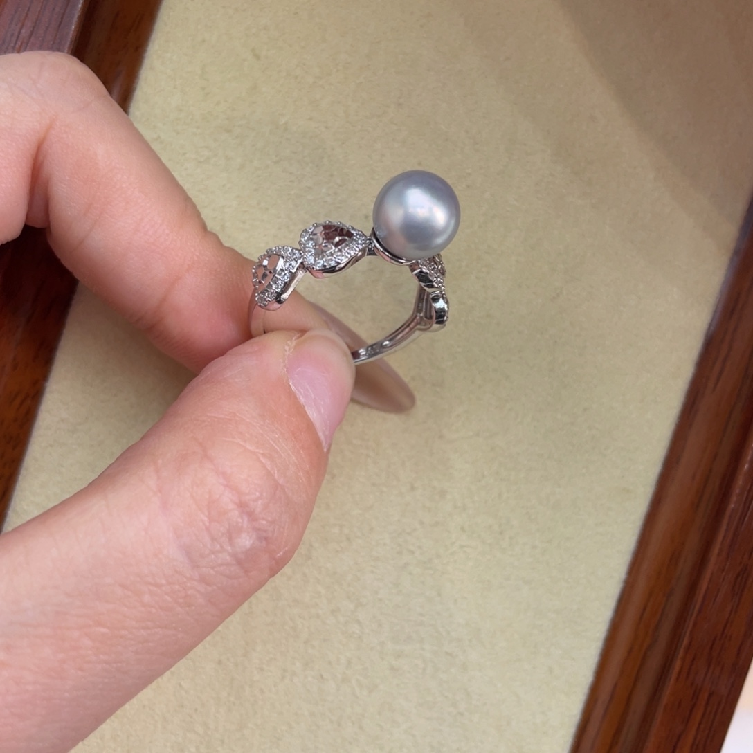 海水珍珠戒指银S925镶嵌