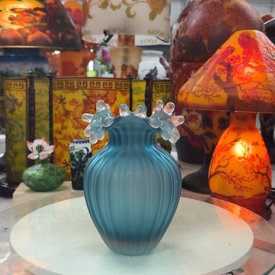 琉璃芬顿花瓶高18口5