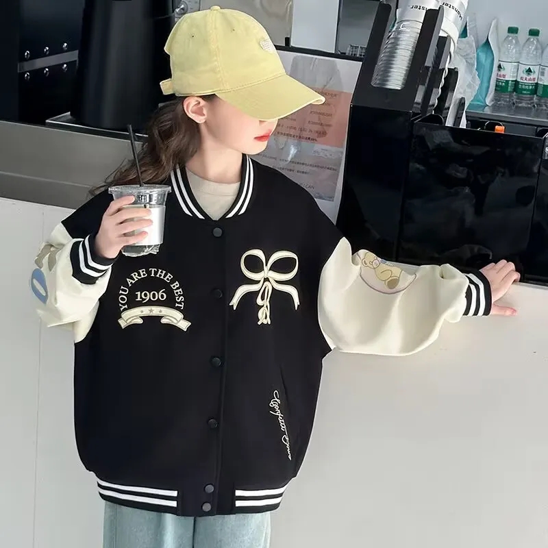 女童外套春季新款洋气时髦中大童春装开衫衣服儿童休闲棒球服上衣