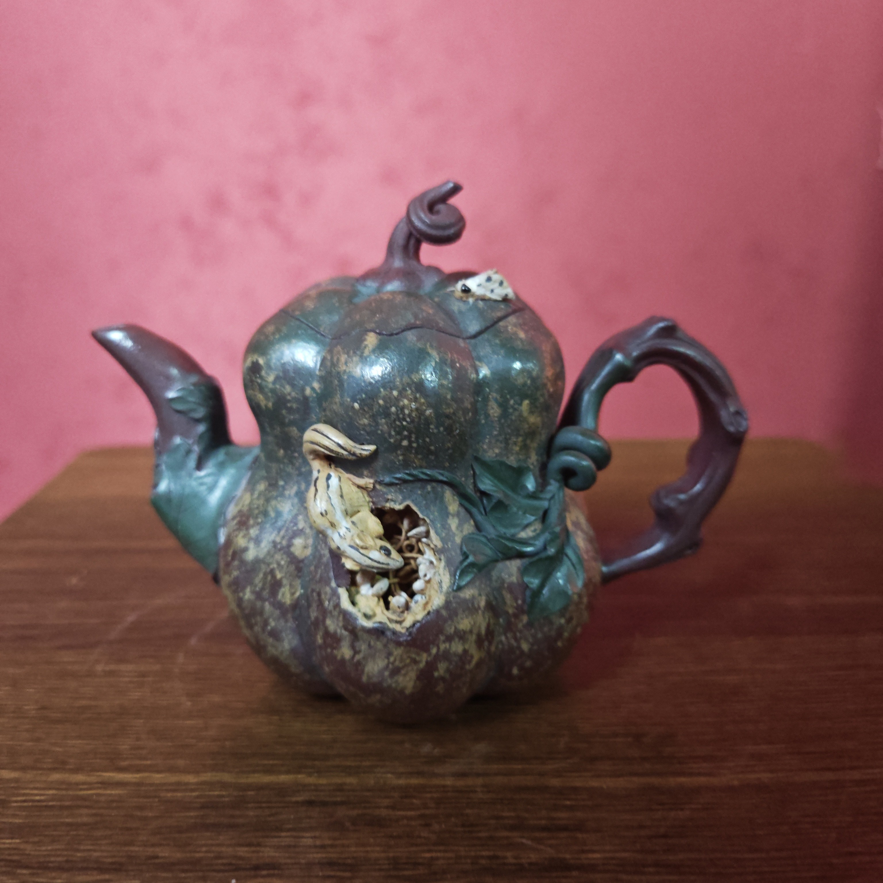  【景德镇】高温陶瓷，CYL紫砂南瓜松鼠壶瓷流水31