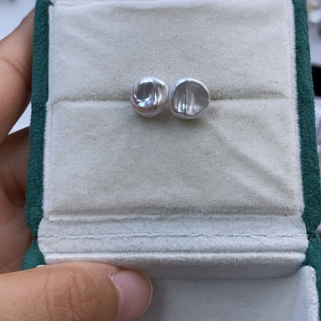 银S925镶嵌耳饰淡水珍珠