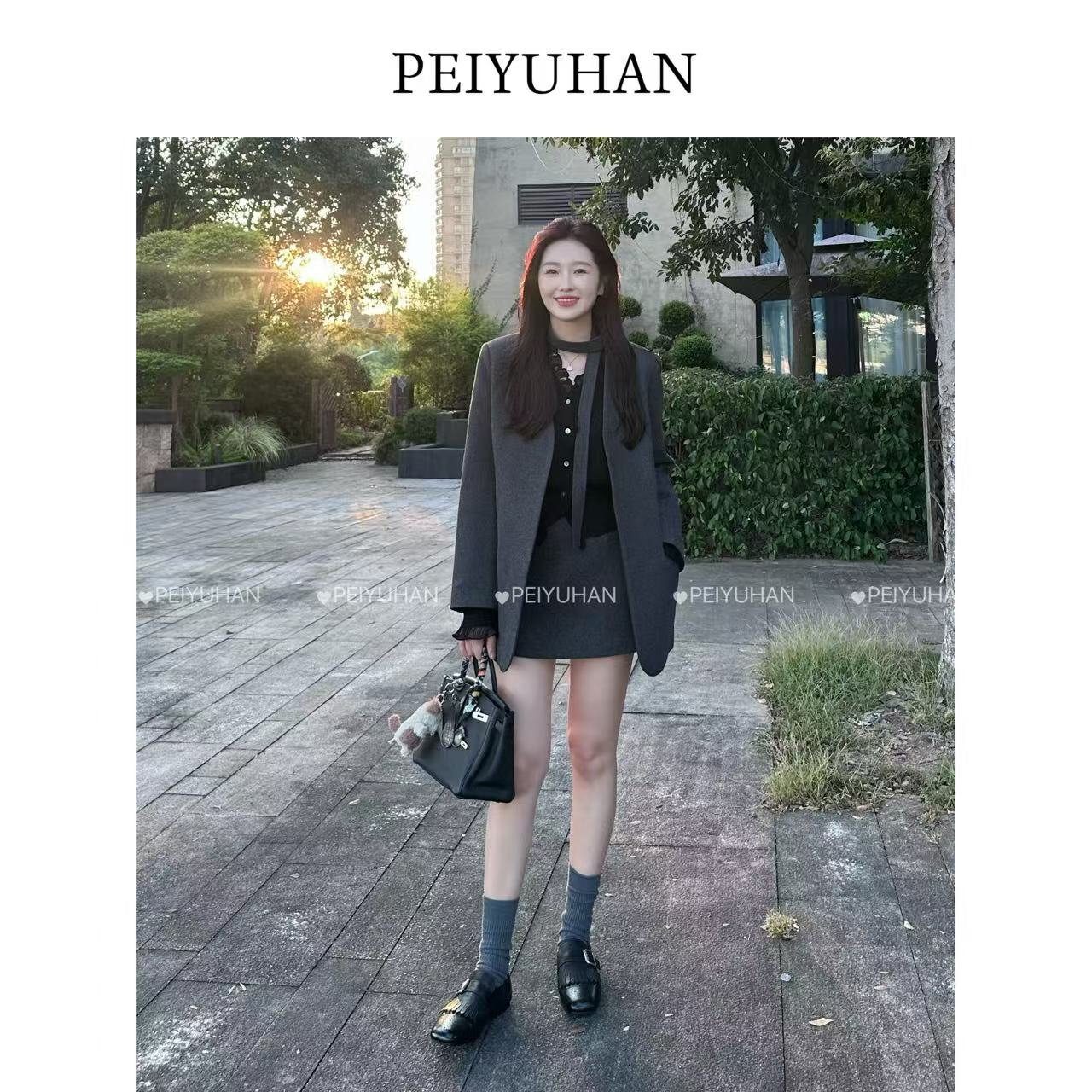 PEIERNA佩佩PA 【V领西装短裙】两件套套装 外套Y14121 短裙A4547