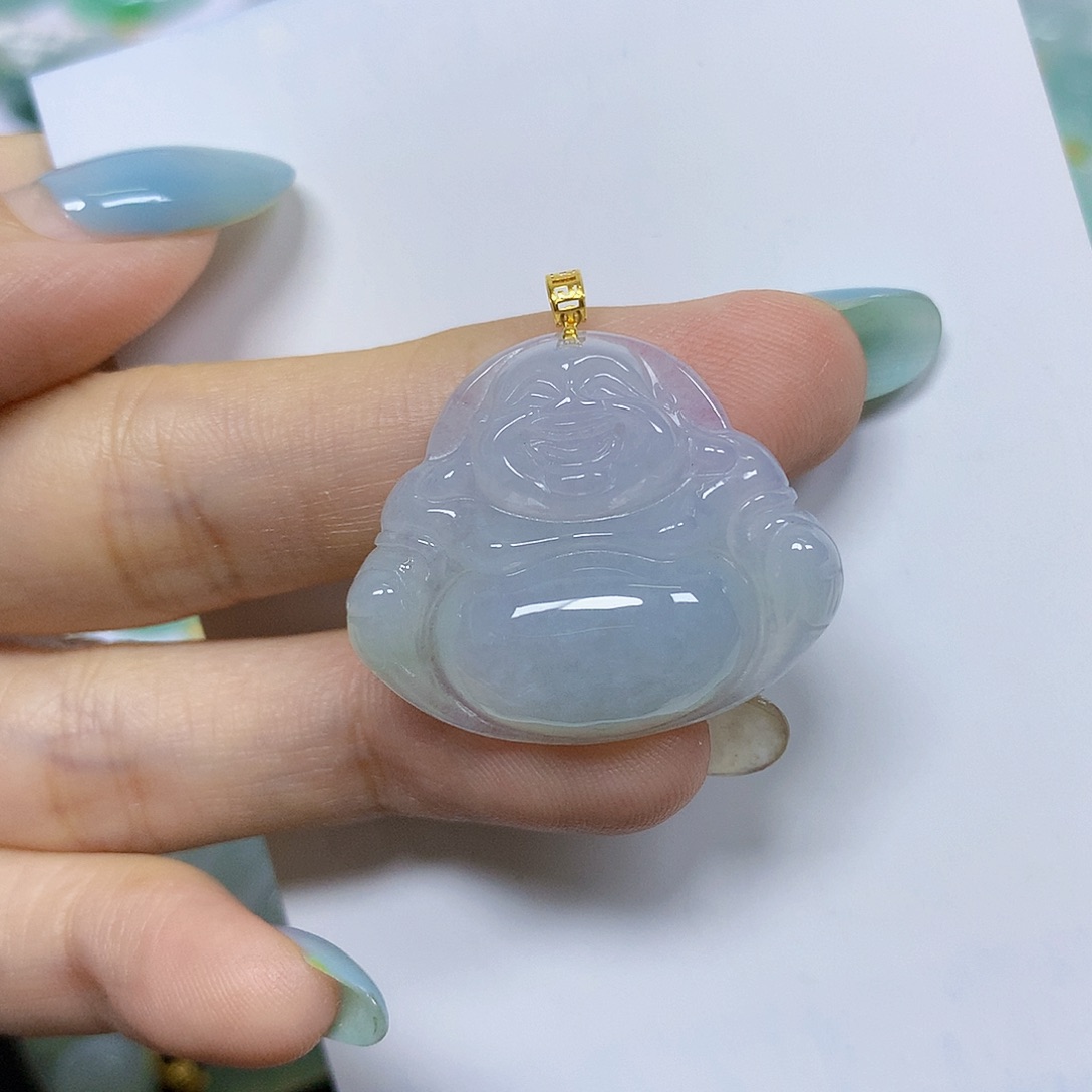 翡翠18K金镶嵌颈饰挂件