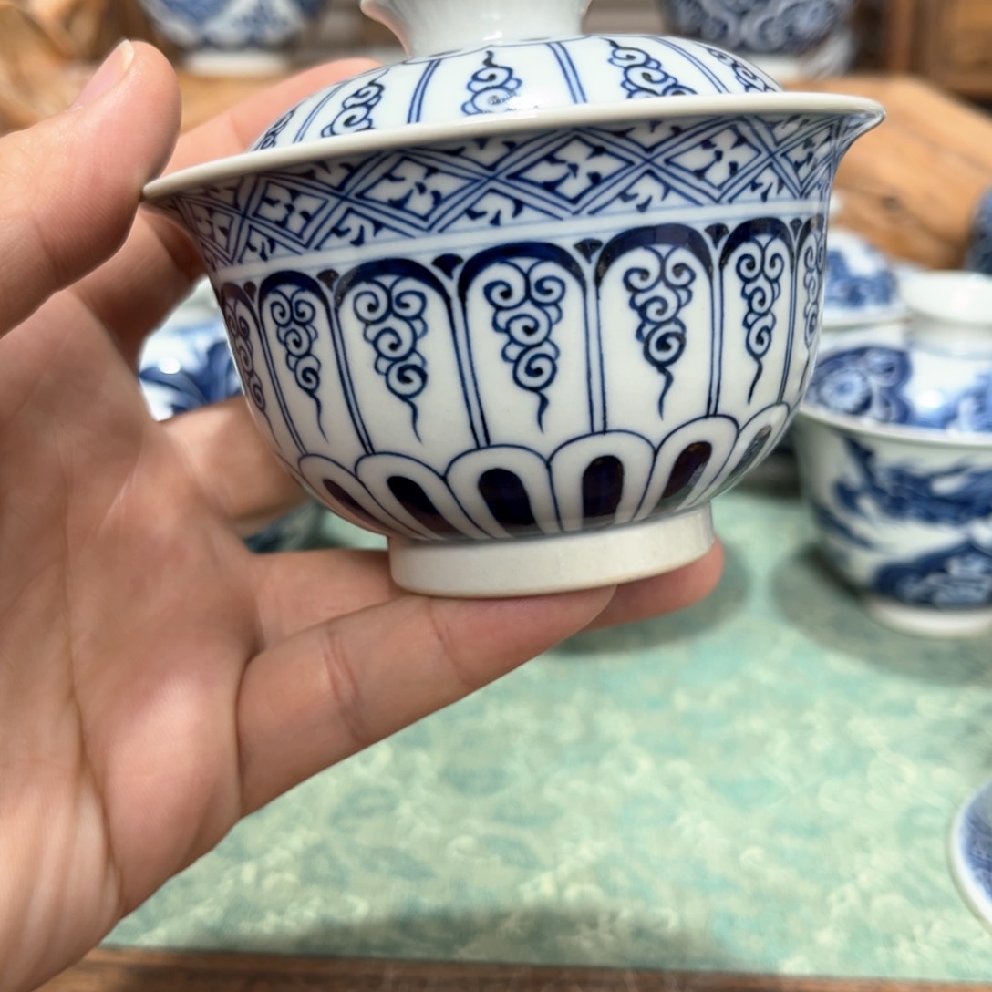 翰林瓷轩宝相花盖碗 清