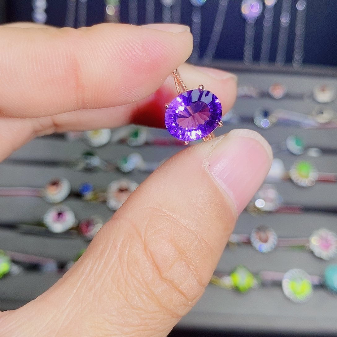 紫晶戒指银S925镶嵌5566