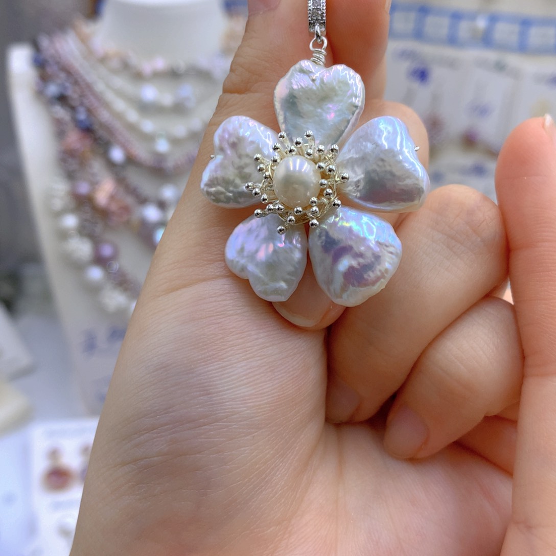 淡水珍珠颈饰银S925镶嵌