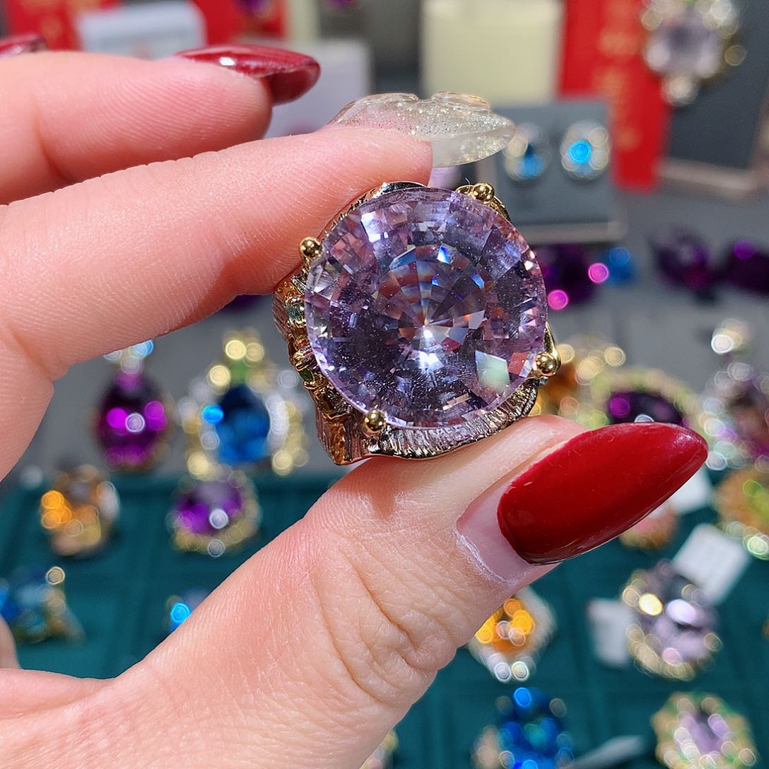 水晶戒指银S925镶嵌戒指