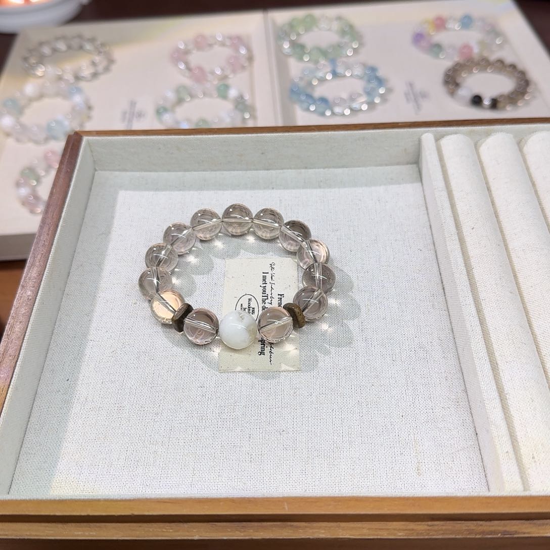 B****手链水晶未镶嵌拍2单是总价 茶晶雪花幽灵手串