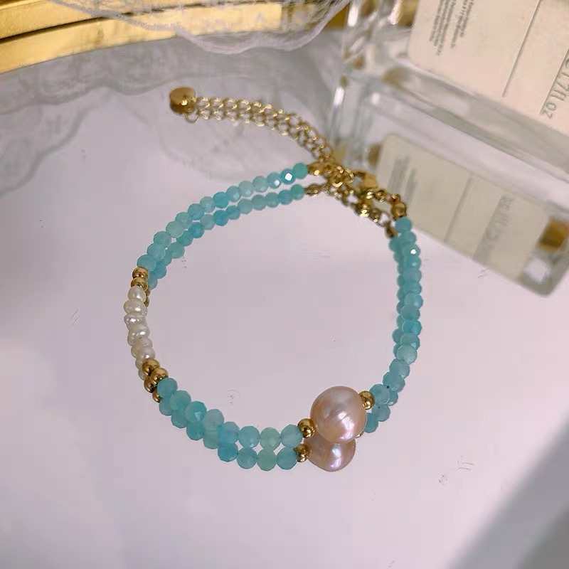 欣【海蓝宝】约9-10mm淡水珍珠合金 经典百搭简约轻奢 DSL00748 