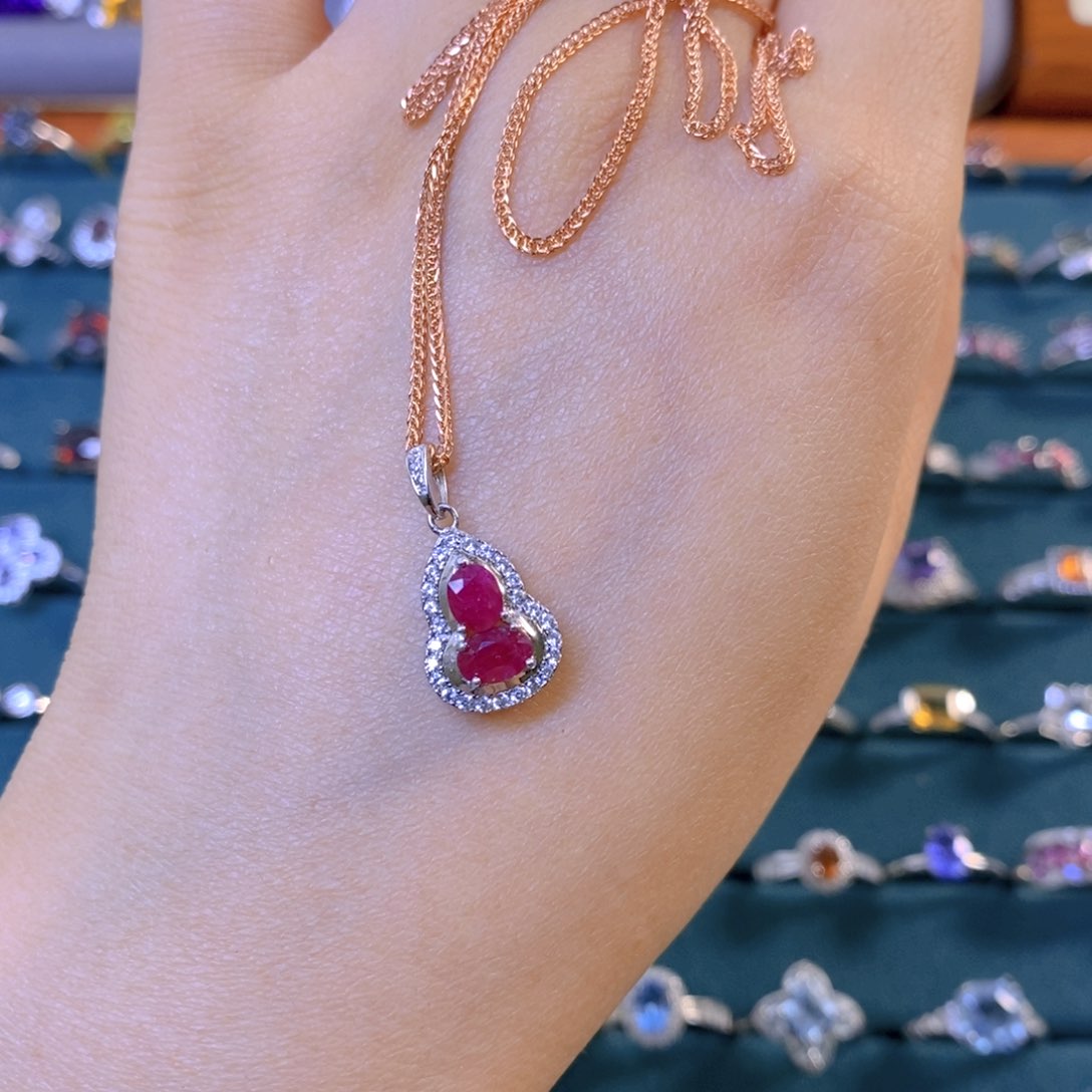 银S925镶嵌颈饰红宝石❤️***