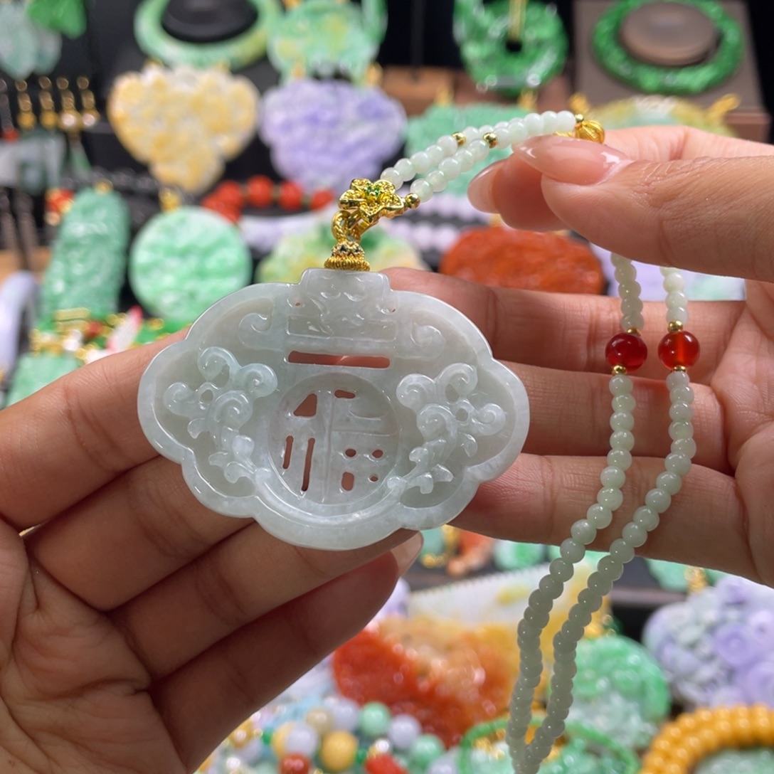 翡翠未镶嵌颈饰代编织