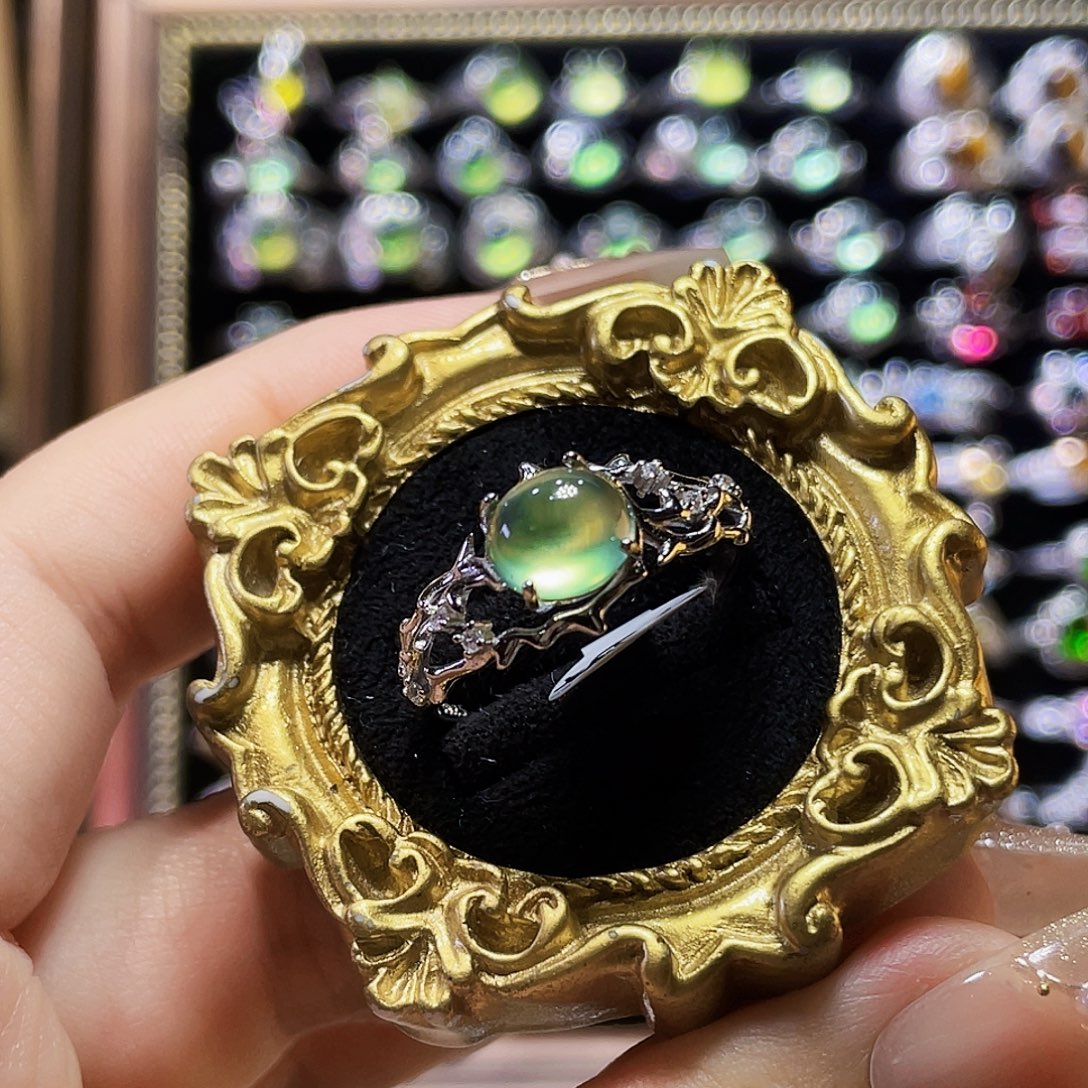 925银葡萄树枝银戒指