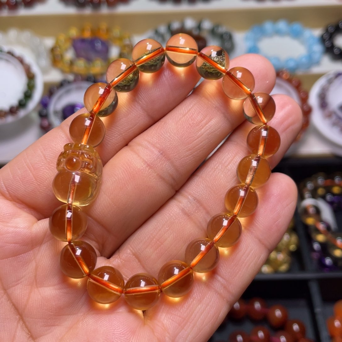 水晶手链未镶嵌巴西暴力黄貔貅手链