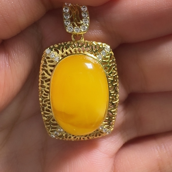 安***喜蜜蜡银S925镶嵌吊坠(不含链)吊坠