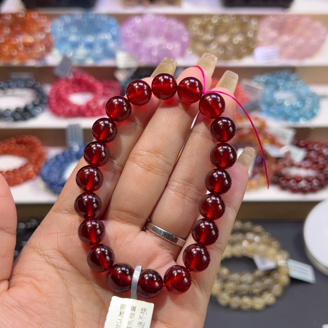 ****弟手串未镶嵌水晶高货石榴石10.3mm