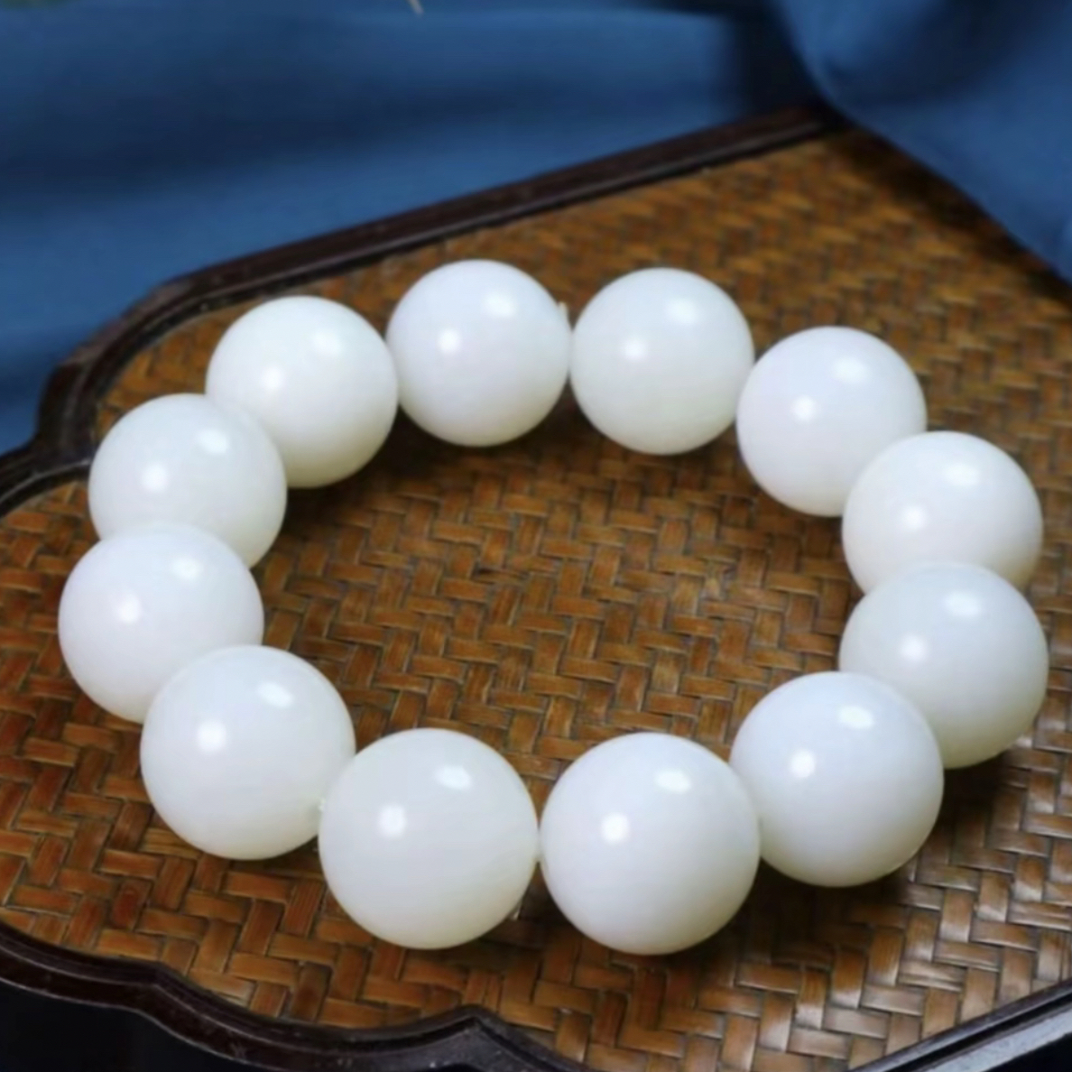手链 脂白大手串圆珠卡18mm 大尺寸 男女均可佩戴 拍一发一 