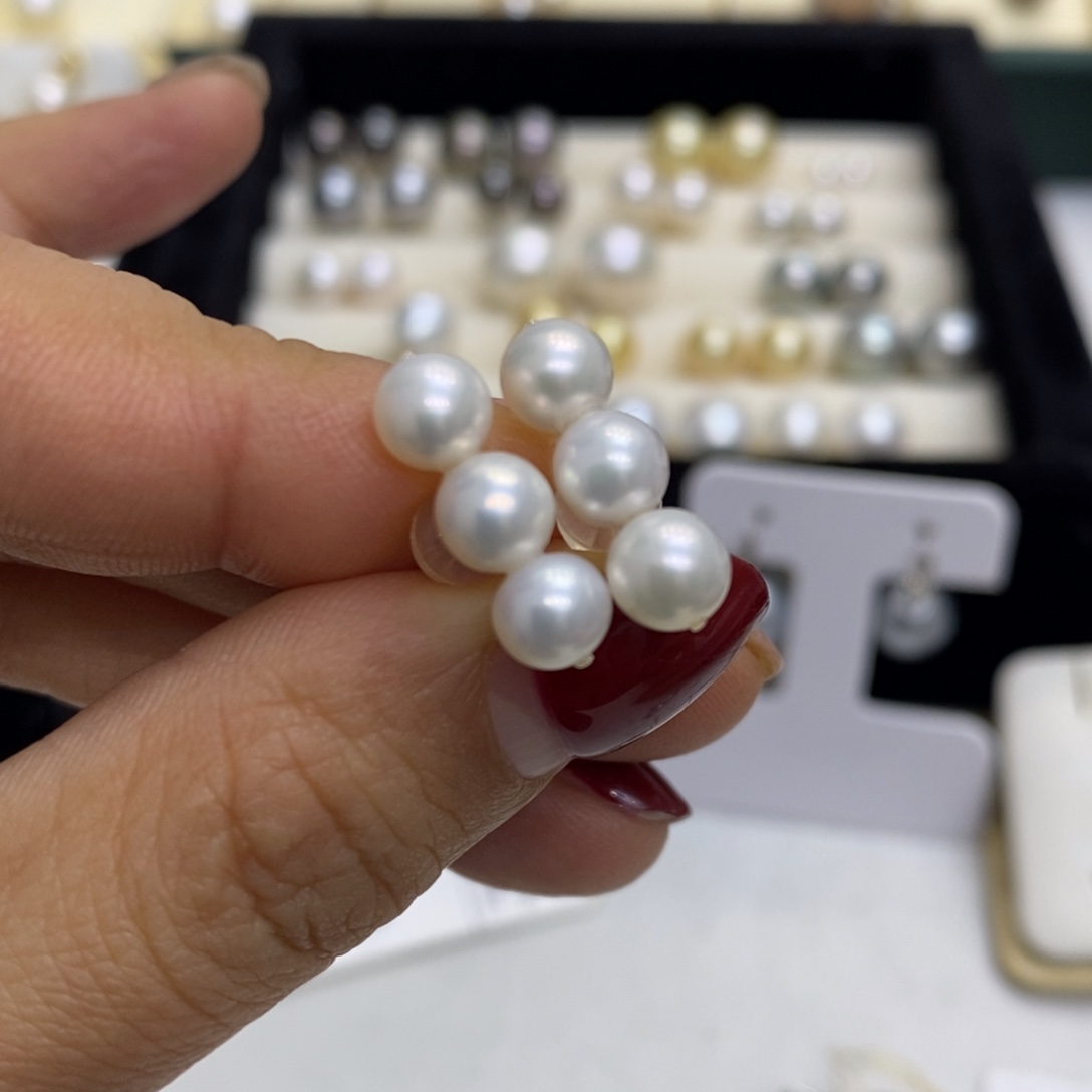 淡水珍珠耳饰18K金镶嵌