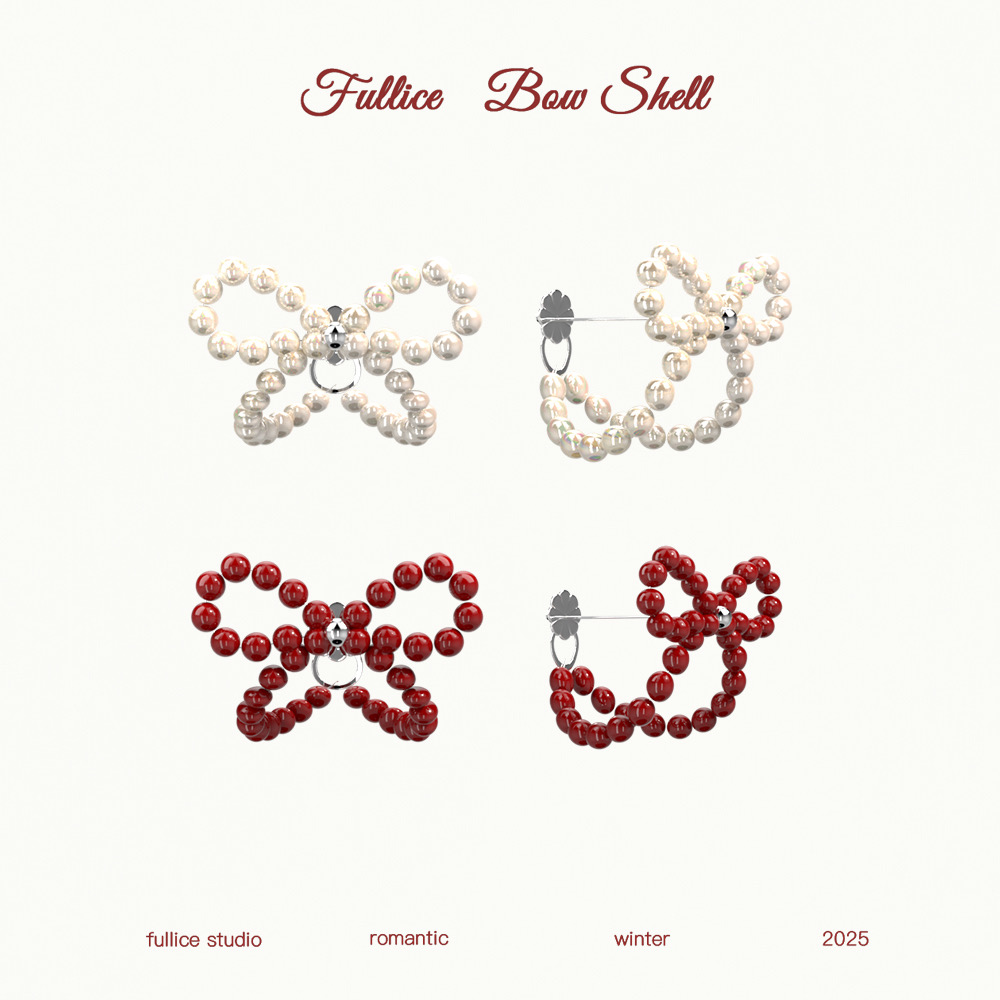 合金耳饰 FULLICESTUDIO蝶语新款珍珠耳钉女圣诞节秋冬耳环女