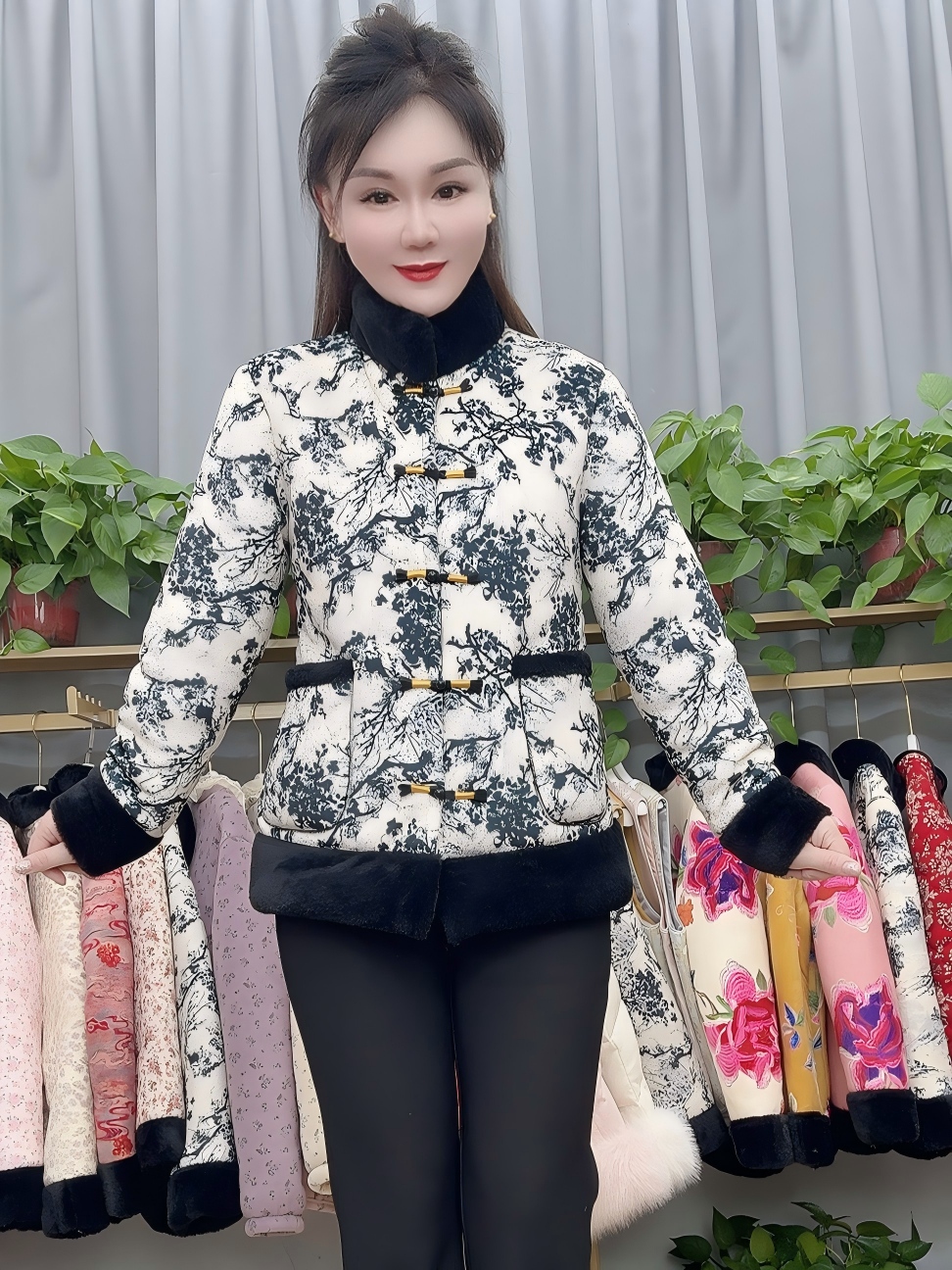 新中式国风加绒加厚加棉高品质时尚显瘦棉袄（黄扣）