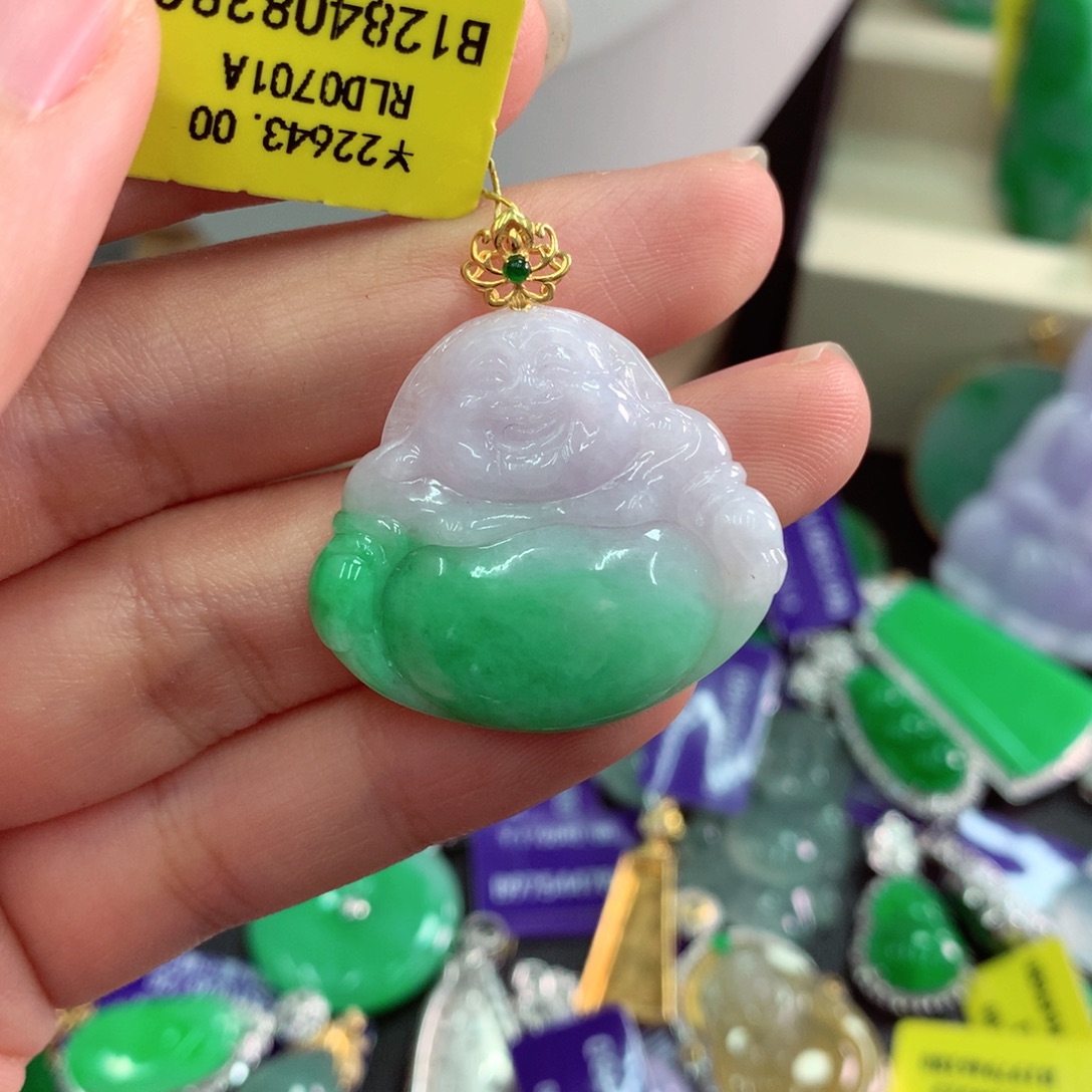 吊坠(不含链)18K金镶嵌翡翠