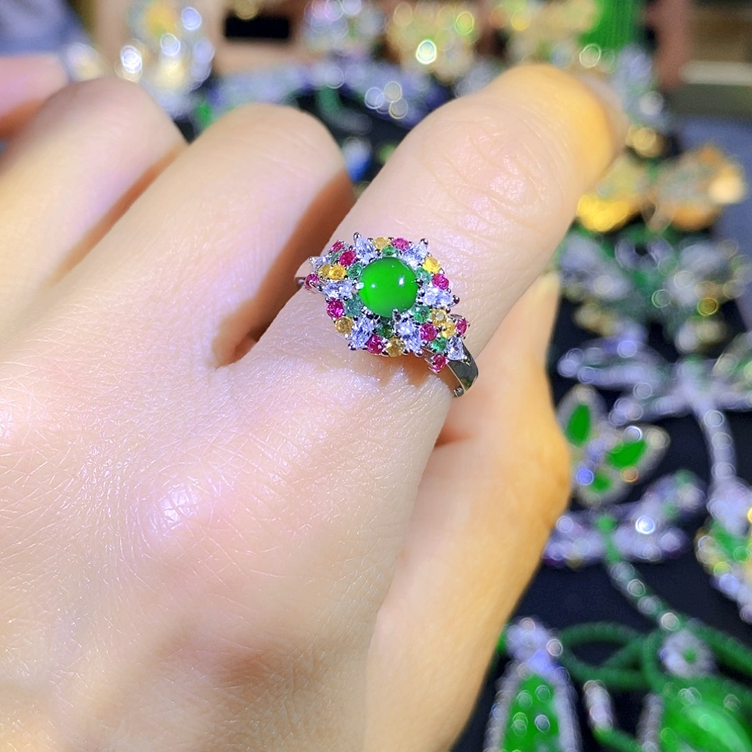 吊坠(不含链)银S925镶嵌翡翠