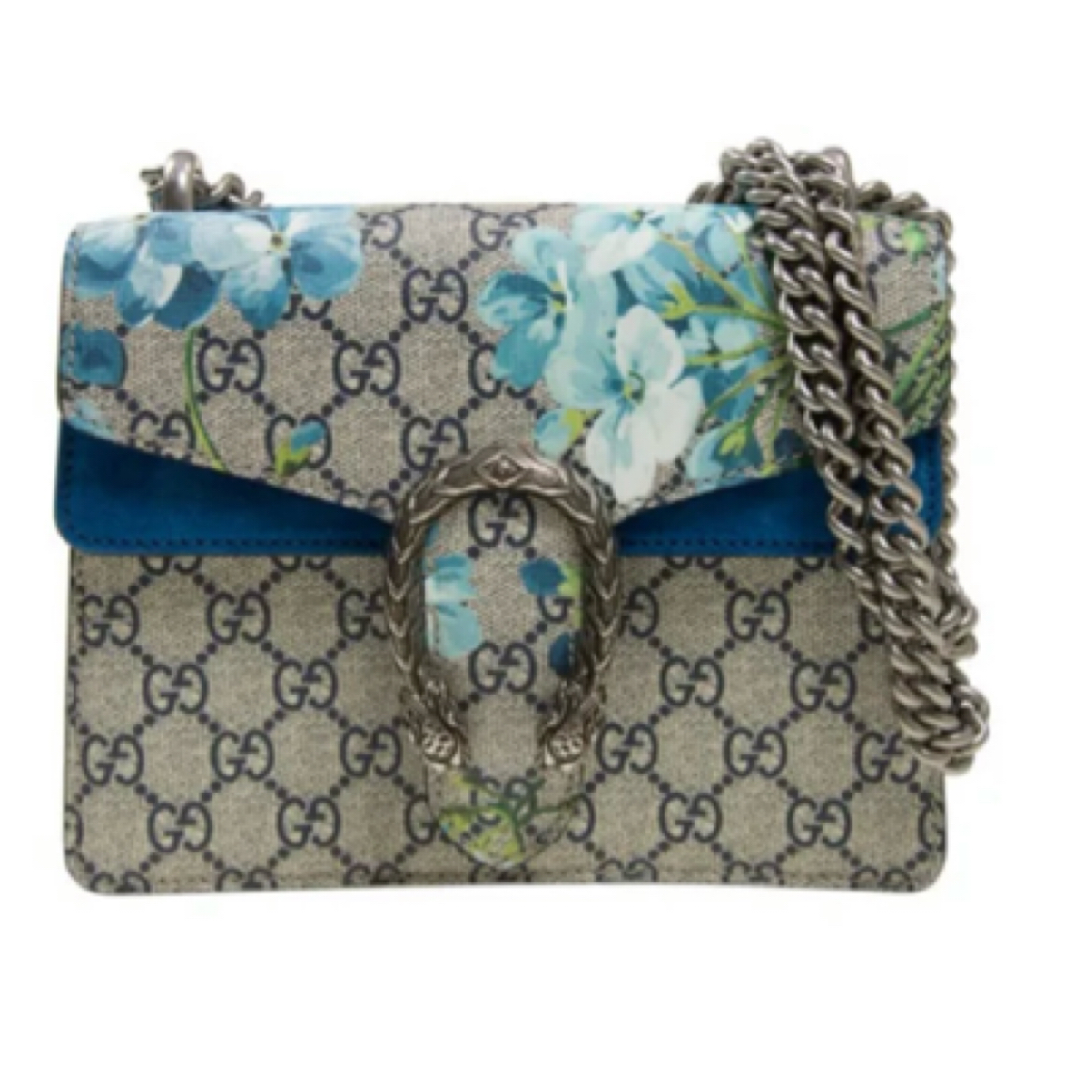 99新 GUCCI/古驰 Gucci古驰酒神小号蓝色天竺葵 7766