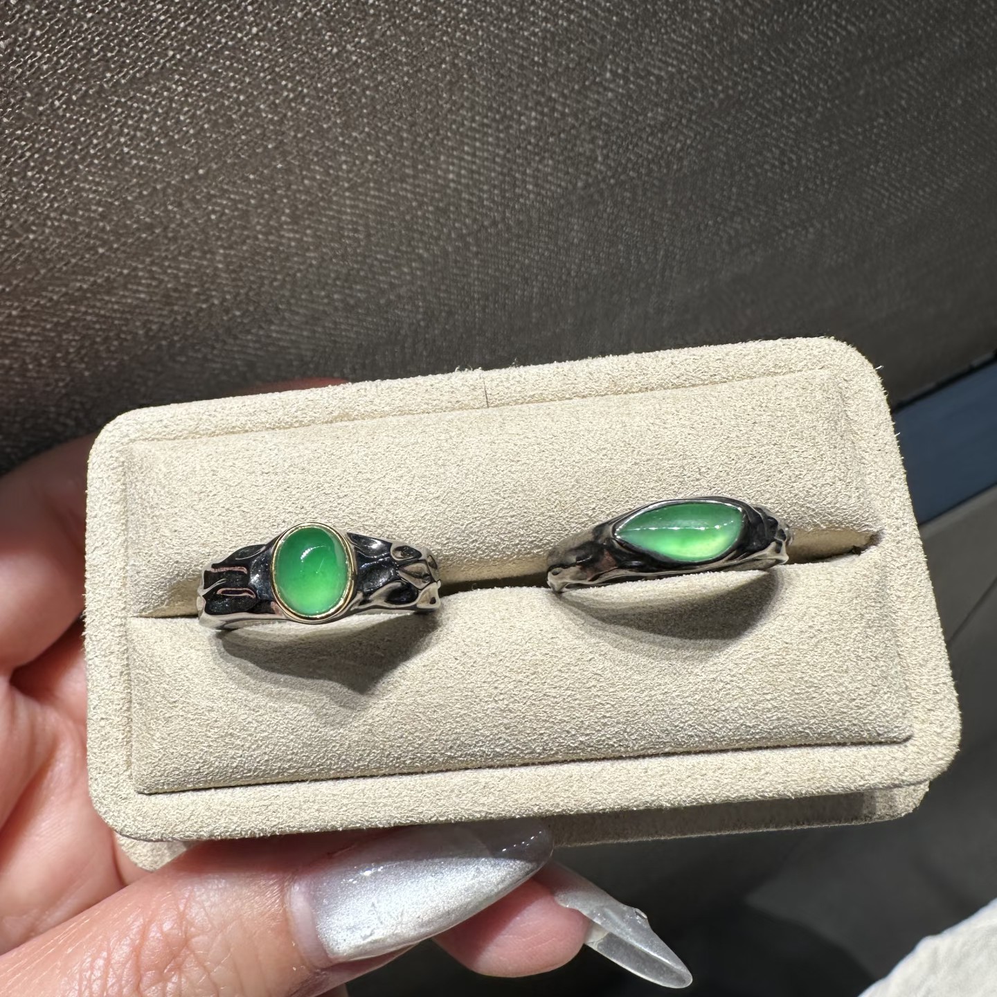 翡翠s925银镶男戒