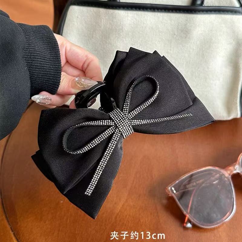 高端气质蝴蝶结抓夹女大号发量多盘发鲨鱼夹3109