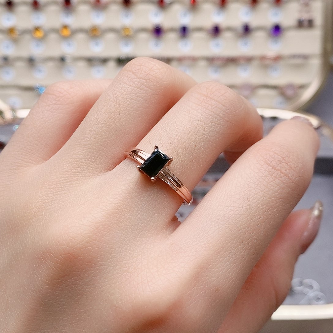 碧玺戒指银S925镶嵌戒指