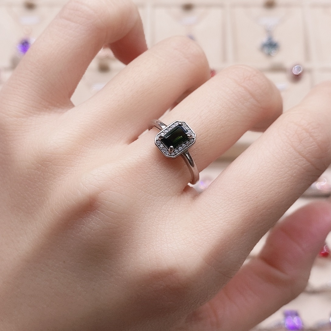 碧玺戒指银S925镶嵌戒指