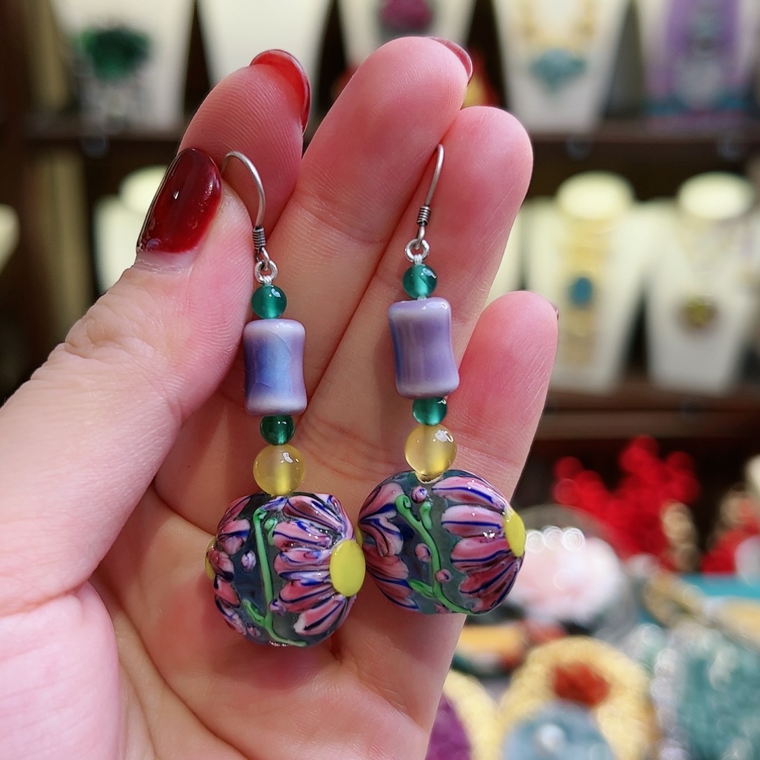 玛瑙/玉髓耳环未镶嵌耳环