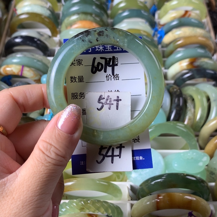 未镶嵌蛇纹石玉手镯6074