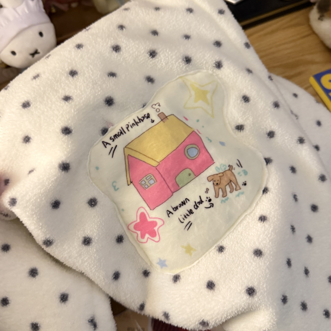 原创手工拼布小房子帽子围巾一体