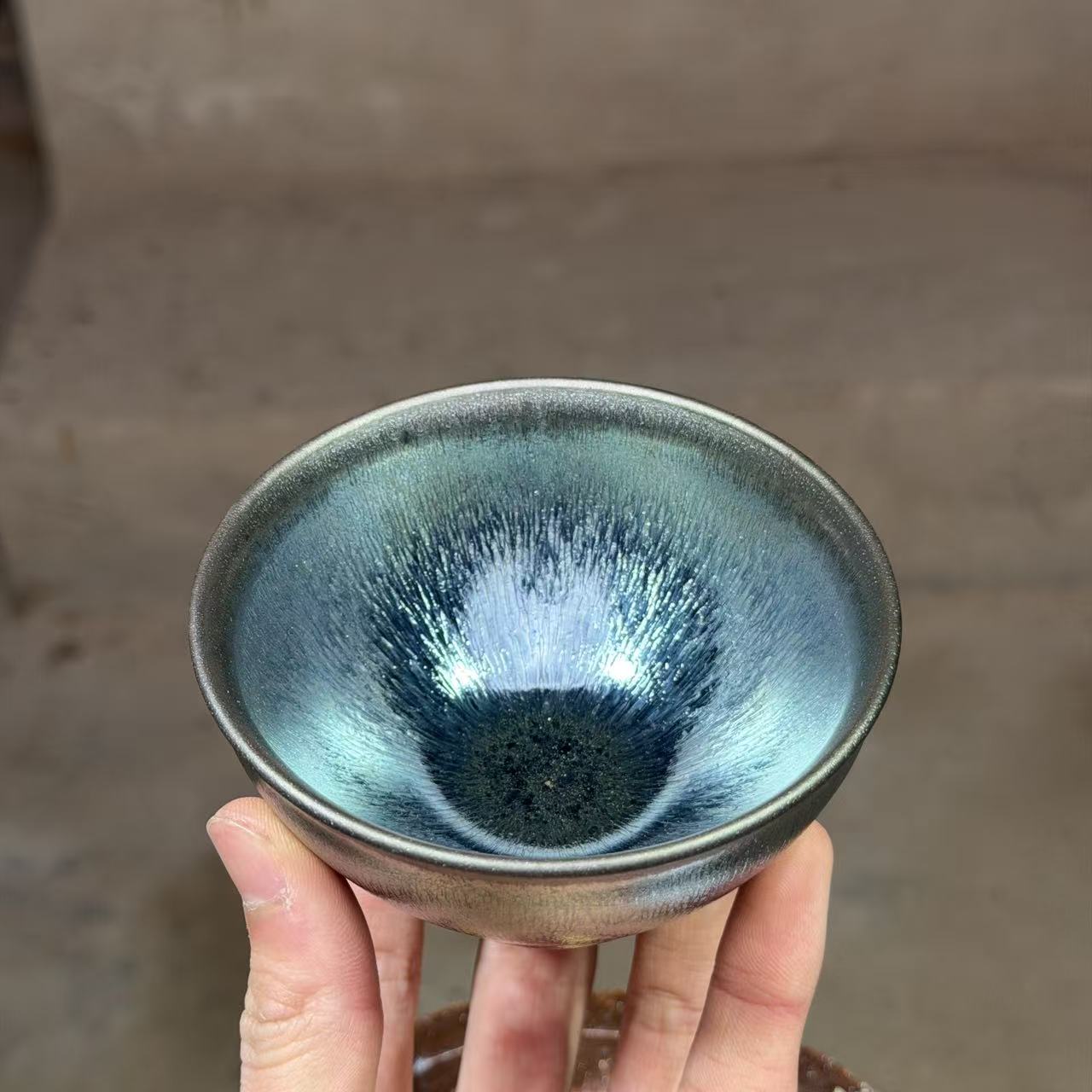  建窑建盏 银亳 茶盏主人杯 电烧