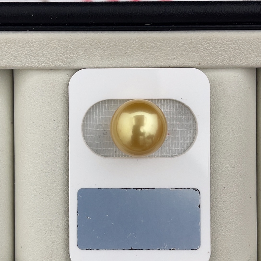 定制海水珍珠未镶嵌裸珠极光浓金13-14mm