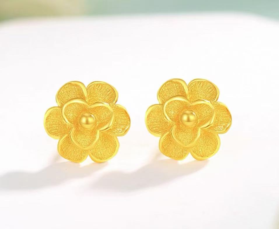 品牌补贴 999耳钉女花朵时尚玫瑰花送人礼物