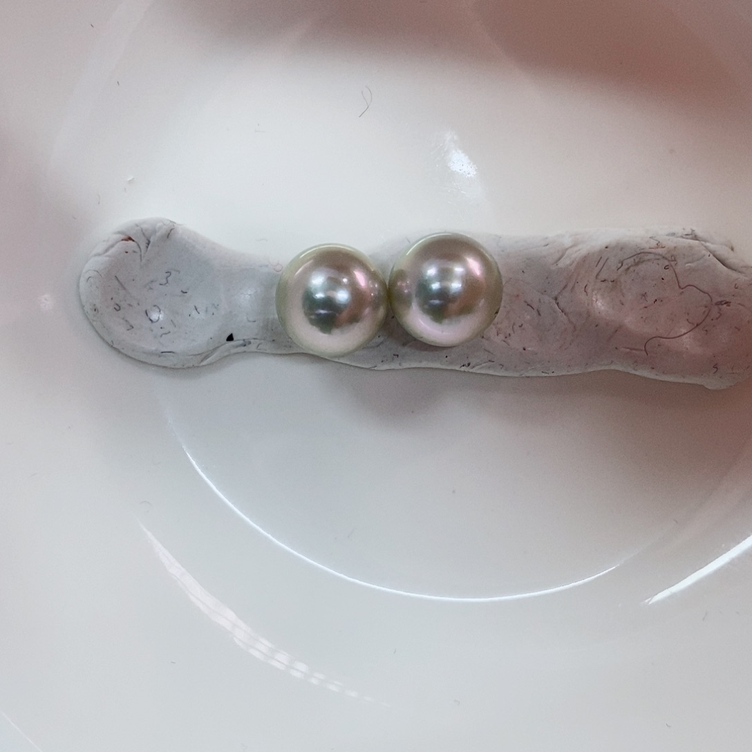 银S925镶嵌耳饰海水珍珠9-9.5