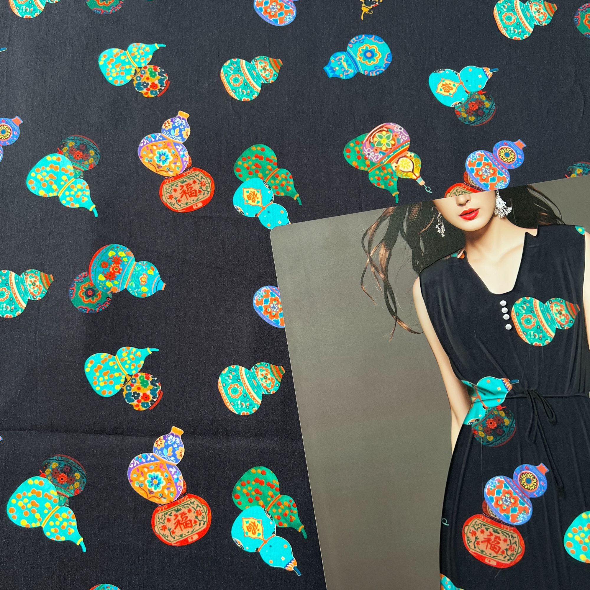 【贡缎.葫芦】七彩小葫芦新款贡缎面料