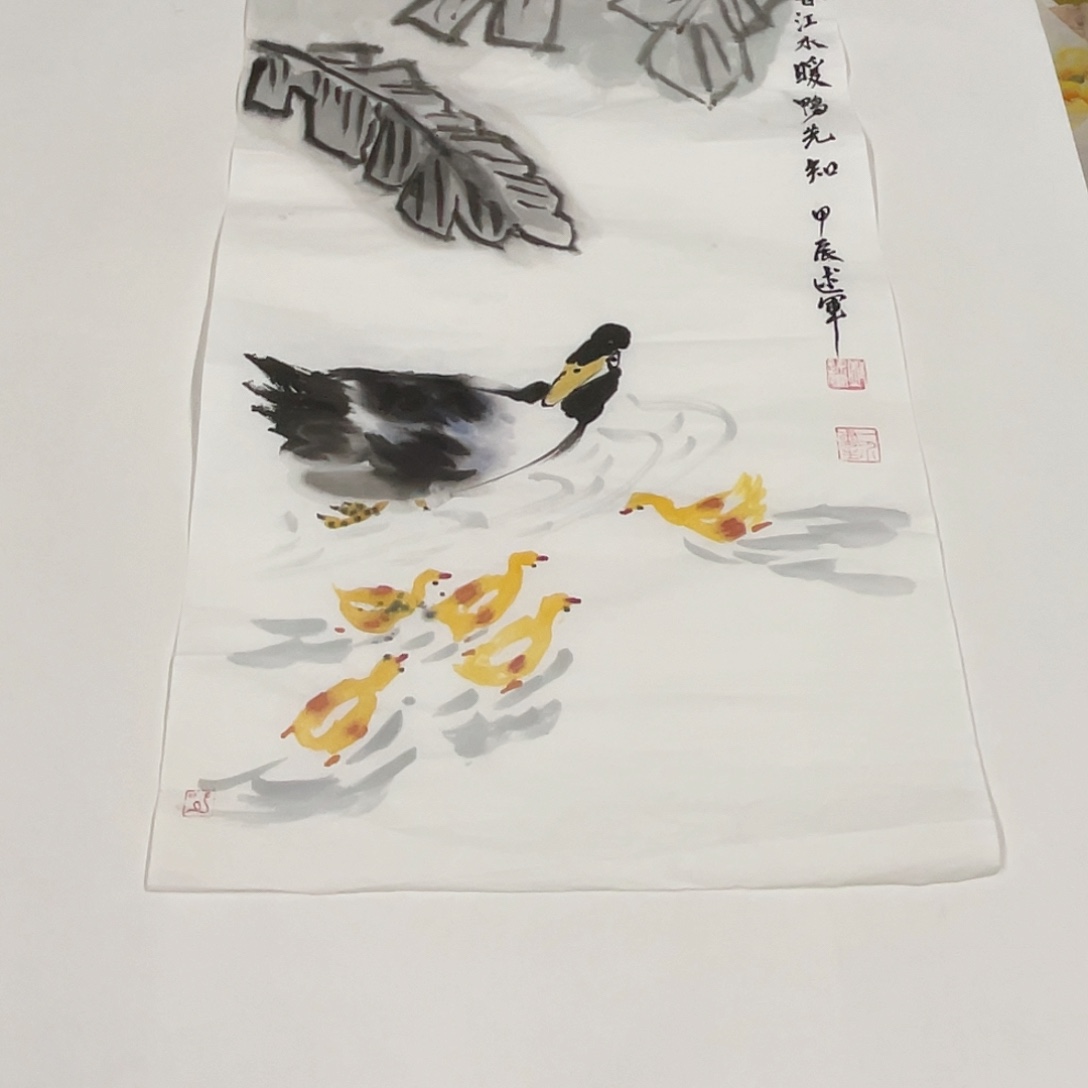 国画述军老师四尺四开花鸟