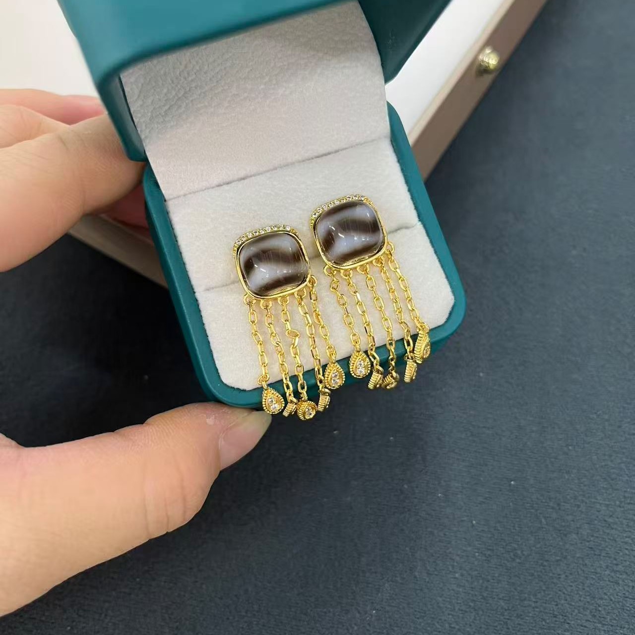 铜合金锆石耳饰 藏式饰品新款民族风耳钉吊坠