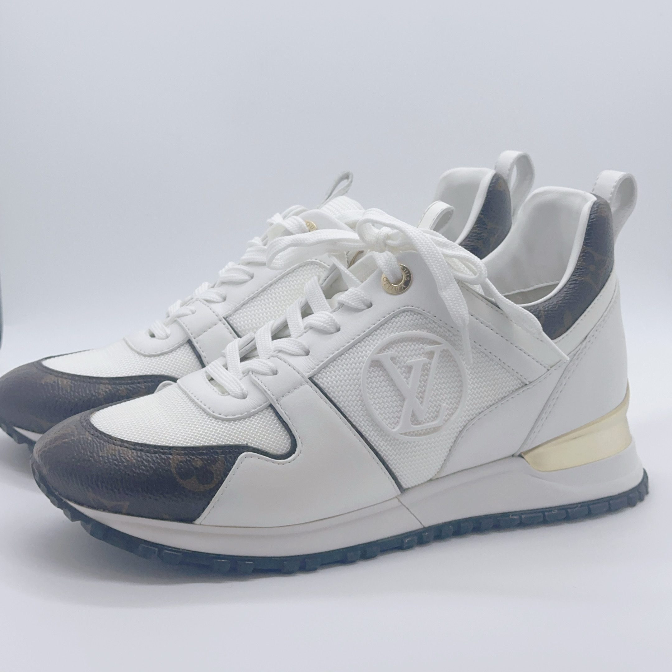 99新 LouisVuitton/路易威登 37码/白棕老花runaway运动鞋
