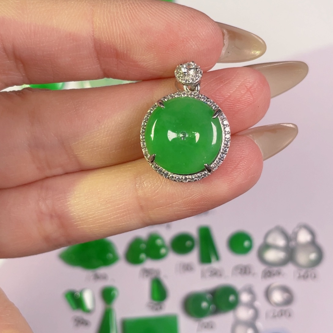 翡翠银S925镶嵌颈饰裸石