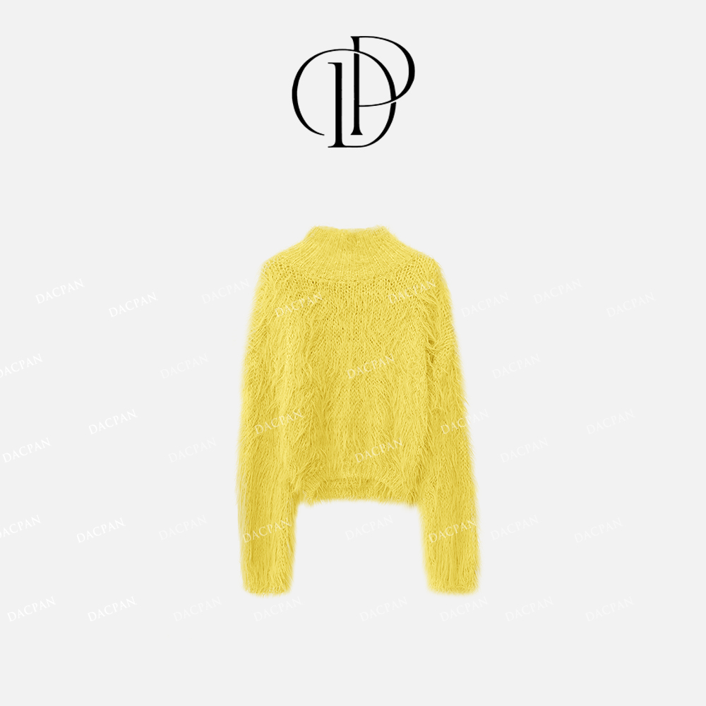 DACPAN-“快乐崇拜”高领水貂毛短款毛衣  2024/盼•PP 0989-1