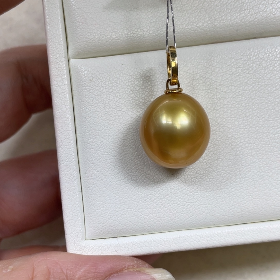 海水珍珠吊坠(不含链)18K金镶嵌14.4mm