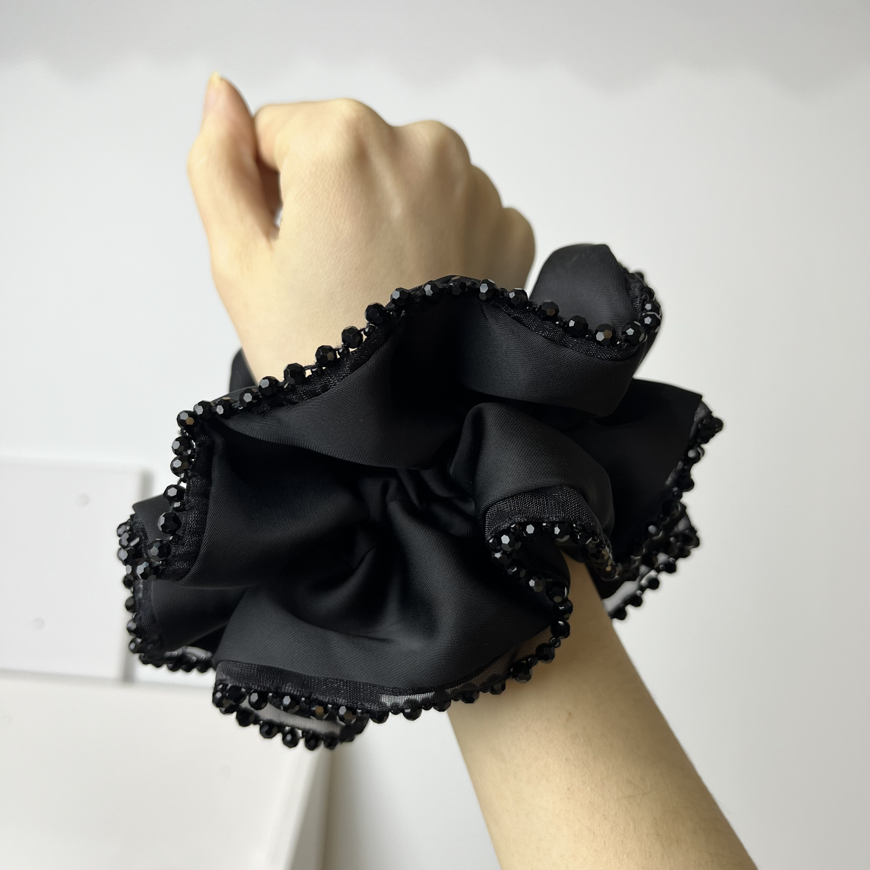 Y-041双边穿钻大号（发量多）轻奢低调奢华气质百搭发饰头饰发圈