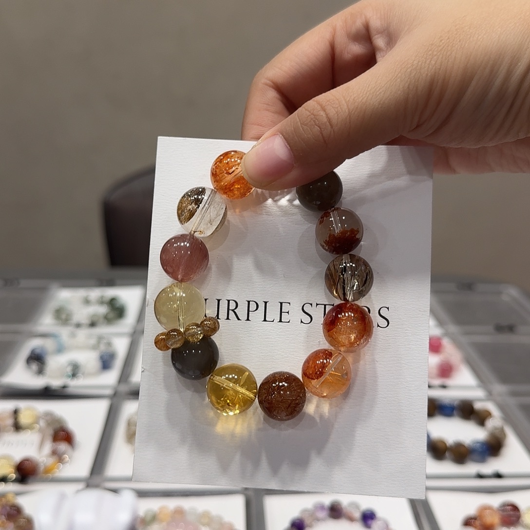 水晶未镶嵌手链红浇花设计手串