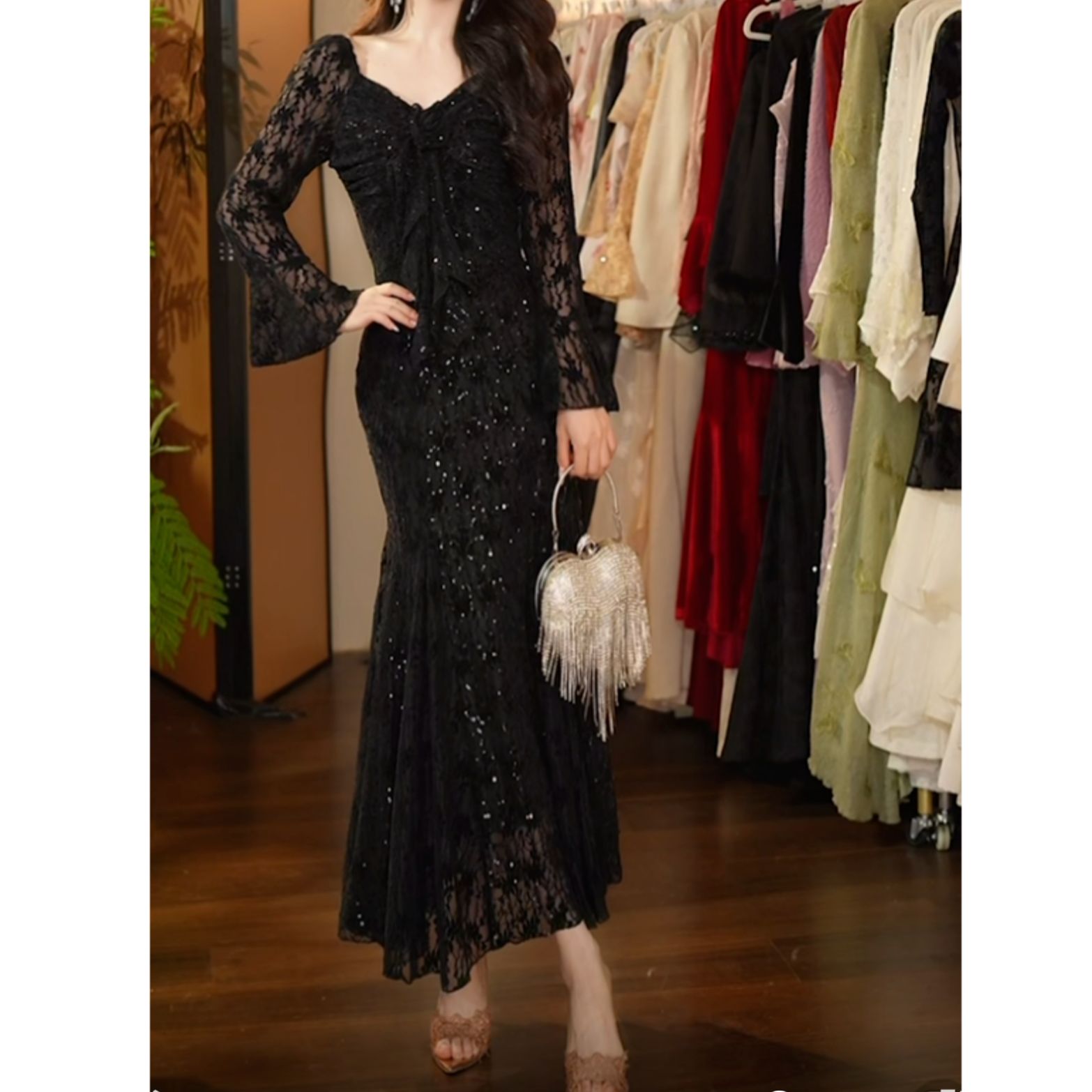 十七定制-667黑玫瑰S057B连衣裙